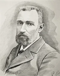 Pierre Curie (1859-1906). Franse natuurkundige. Portret van 1898. Gravure.