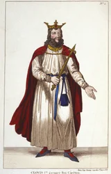 Clovis I (466-511), Koning van de Franken, Dynastie van de Merovingen Gravure 1830