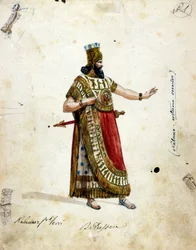 Kostuum van Nebukadnezar, koning van Babylon, in de opera van Giuseppe Verdi (1813-1901), 