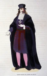 Kostuum van de Grootmeester van de Orde van Malta. Gravure uit het begin van de 19e eeuw