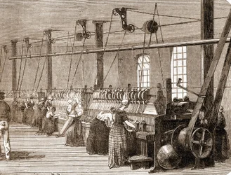 Katoenweverij. Gravure uit 1860