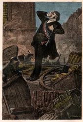 Dood van Alphonse Baudin (1811-1851) op de barricade van de Faubourg Saint Antoine op 3/12/1851 tijdens de staatsgreep van Louis Napoleon III - gravure in 