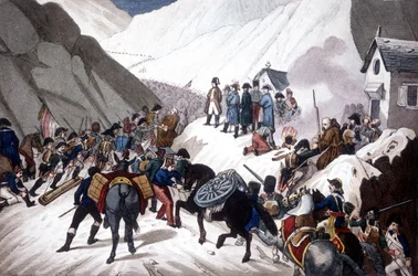 De afdaling van Napoleon Bonaparte in Italië: de oversteek van de berg St. Bernard