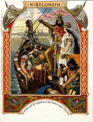 Die Nibelungen, opera gecomponeerd door Heinrich Dorn (1804-1892) in 1854, Duitse dirigent en componist. Chromolithografie uit de 19e eeuw.