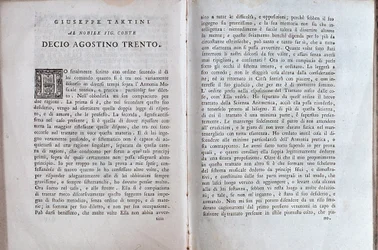 Dubbele pagina uit een muziektraktaat door Giuseppe Tartini