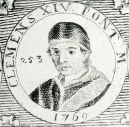 Gravure van paus Clemens XIV (1705 - 1774).