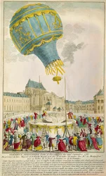 Experiment van de gebroeders Montgolfier op 19/09/1783 in Versailles