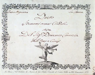 Eerste pagina van de partituur van Svenami ormai crudele, in Gli Orazi e i Curiazi door Domenico Cimarosa, c. 1798