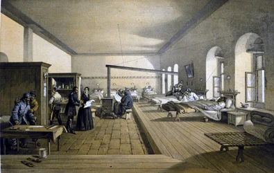 Florence Nightingale (1820 - 1910) in het Scutari Ziekenhuis in Turkije rond 1855