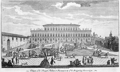Florence: Uitzicht op het Pitti-paleis in het midden van de 18e eeuw