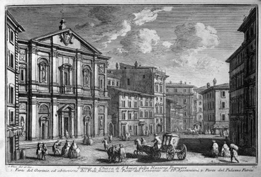 Van de kerk van St. Louis van de Fransen (Chiesa di San Luigi della nazione francese) in Rome. Eind 18e eeuw
