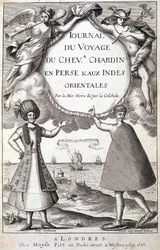 Frontispice van “Dagboek van de reis van ridder Chardin, Perzië en Oost-Indië, via de Zwarte Zee en Colchis”