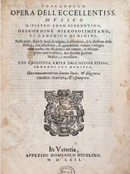 Frontispice van Toscanello in musica door Pietro Aron