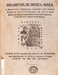 Frontispice van Recanetum de musica aurea door Stephanus Aureus