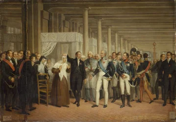 Guillaume Dupuytren (1777-1835), in het Hôtel-Dieu, presenteert Charles X een oogoperatie
