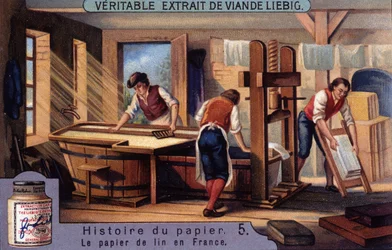 Geschiedenis van Papier. 5. Linnenpapier in Frankrijk. Liebig chromolithografie