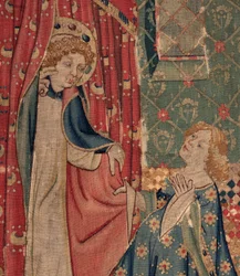 Geschiedenis van Sint Piat en Sint Eleuthère, Scene 11: De verleidingen van Sint Eleuthère (detail)