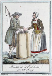 Inwoners nabij Straatsburg - in "Encyclopédie des voyages" door Grasset Saint Sauveur, editie Parijs