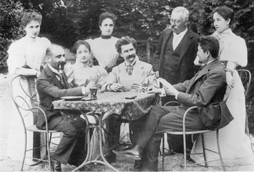 Johann Strauss in de kring van metgezellen in Ischl