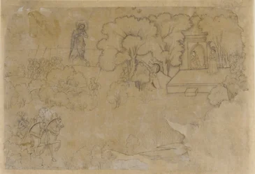 Landschap met een figuur van de Maagd Maria