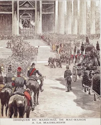 De begrafenis van maarschalk Patrice de Mac Mahon (1808-1893) in de Madeleine kerk in Parijs op 22/10/1893, illustratie uit de 19e eeuw