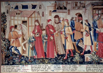 Leven van Sint-Quentin: Wonder van Sint-Quentin (Legende Doree). Wandtapijt van Sint-Quentin (Fragment van Links), circa 1480. Louvre Museum, Parijs