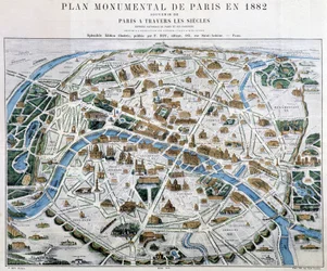 Monumentaal plan van Parijs in 1882