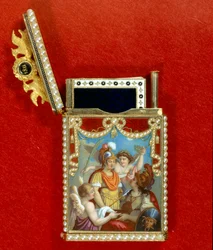 Notitieboekje versierd met een miniatuurschildering allegorisch over de geboorte van koning Napoleon II van Rome, hertog van Reichstadt (1811-1832) zoon van keizer Napoleon I (1769-1821)