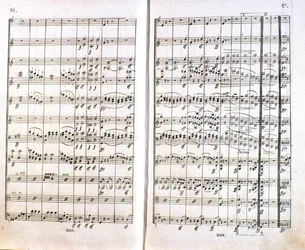 Pagina van de eerste Duitse editie van de partituur van Symfonie nr. 1 in C majeur door Ludwig van Beethoven (1799-1800)
