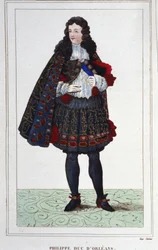 Filips II, Hertog van Orléans, Chartres, Valois, Nemours en Montpensier (1674-1723). Regent van Frankrijk van 1715 tot 1723. Gravure uit 1830.