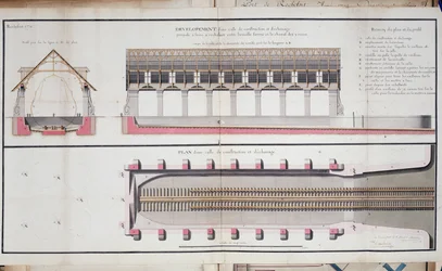 Plan van een gebouw en aanleg van de haven van Rochefort