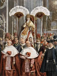 Paus Leo XIII (Leone 13) (Gioacchino Pecci 1810-1903) in de Basiliek van Sint-Pieter in Rome.