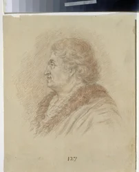 Portret van prins Tauris, generaal veldmaarschalk en staatsman Grigori Aleksandrovitch Potemkine (1739-1791). Anonieme tekening, potlood, sanguine op papier. Russische kunst