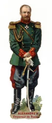 Portret van Alexander III, keizer van Rusland (1845-1894). Late chromolithografie van de 19e eeuw. Privécollectie.