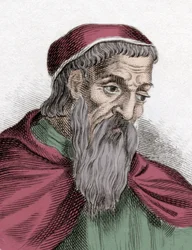 Portret van Amerigo Vespucci (1454-1512), Italiaanse zeevaarder en ontdekkingsreiziger. Gravure uit de 19e eeuw.