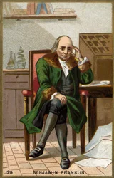 Portret van Benjamin Franklin (1706 - 1790), Amerikaanse politicus, memoireschrijver, pamflettist en natuurkundige