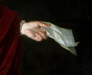 Portret van kardinaal de Cambout de Coislin, bisschop van Orleans, prior van Longpont (detail van de gevouwen brief)