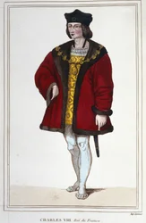 Portret van Karel VIII (1470 - 1498), koning van Frankrijk gravure uit 1830