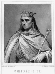Portret van Chilperik II (? - 755), Koning van de Franken, eerste van de Karolingen - in 