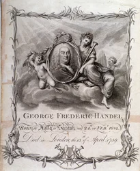 Portret van Georg Friedrich Handel (gravure)