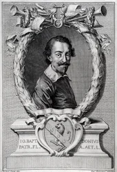 Portret van Giovanni Battista Doni (1596-1647) Italiaanse musicoloog Gravure van frontispice van 