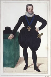 Portret van Hendrik IV (1553-1610), koning van Frankrijk. Gravure uit 1830