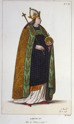 Portret van Lodewijk I de Vrome (778 - 840), Keizer van het Westen (gravure 1830)