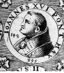 Portret van paus Johannes XVI (Johannes Philagatus) (overleden 1013).