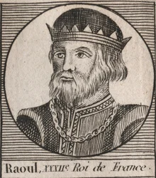 Portret van Raoul van Frankrijk (of Rodolphe, c. 890-936) koning van de Franken - Rudolph (Raoul, Rodolphe) van Bourgondië, koning van Frankrijk (923-936) - gravure uit 