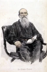 Portret van Tolstoy, gravure 1888.