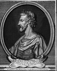 Portret van de Franse dichter Pierre de Ronsard (1524-1585). Gravure uit de 18e eeuw