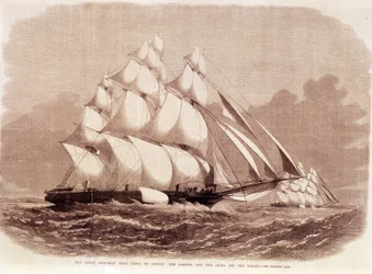 Regatta tussen de Ariel en Taeping clippers in 1866