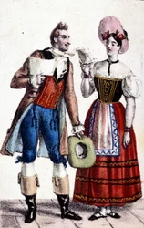 Voorstelling van Dulcamare en Alina (respectievelijk uitgevoerd door Frezzolini en Heinefetter) in de opera 