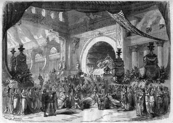 Voorstelling van een opera: act III, tweede schilderij van Faust door Charles Gounod - Gravure in Le Journal Illustré
